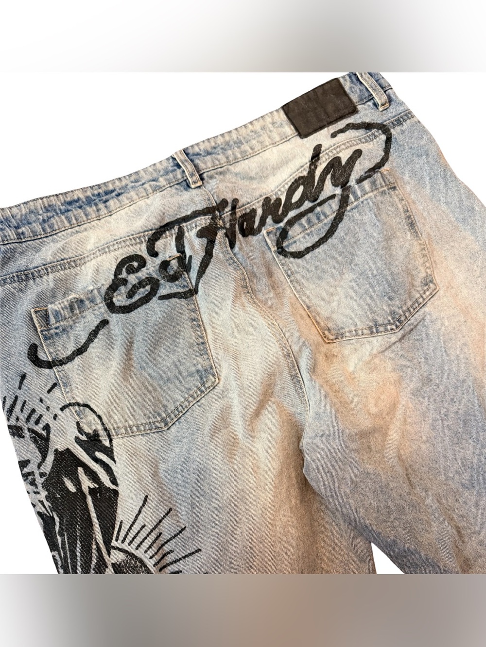 Vintage Y2K Ed Hardy Death Before Dishonor Skull Eagle Jeans 38